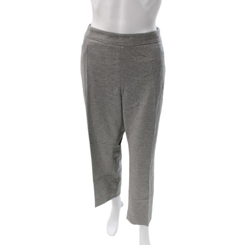 Akris Women Cropped Ankle Dress Pants Gray Wool Polyester Size 14